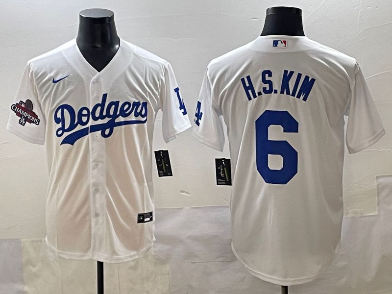 Men 2025 Los Angeles Dodgers #6 H.S.Kim White Game Nike MLB Jersey style 6->los angeles dodgers->MLB Jersey